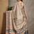 Cream striped satin tussar saree