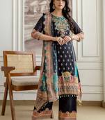 women ethnic motifs embroidered regular kurta with palazzos & with dupatta