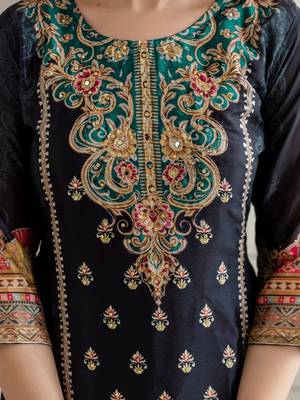 women ethnic motifs embroidered regular kurta with palazzos & with dupatta 2