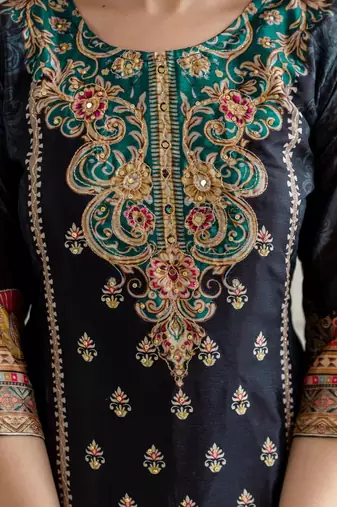 women ethnic motifs embroidered regular kurta with palazzos & with dupatta