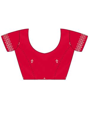 Red embellished zari satin heavy work saree 4