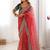 Red embellished sequinned organza saree