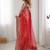 Red embellished sequinned organza saree