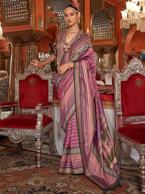 Mauve ethnic motifs zari banarasi saree 1