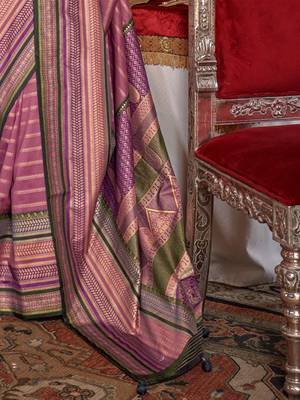 Mauve ethnic motifs zari banarasi saree 5