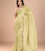 Purple embellished sequinned organza saree