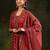 women ethnic motifs printed empire kurta with trousers & with dupatta