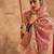 Peach floral silk cotton saree