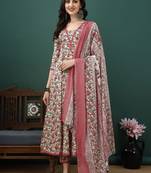women floral printed regular  cotton kurta with trousers & dupatta