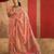 Peach floral silk cotton saree