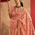 Peach floral silk cotton saree