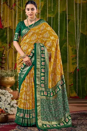 Mustard woven design zari silk blend handloom sambalpuri saree