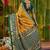Mustard woven design zari silk blend handloom sambalpuri saree