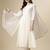 floral embroidered panelled georgette anarkali kurta with trousers & dupatta