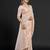 Peach peach-coloured embellished mirror work  georgette saree