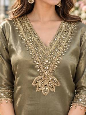women regular mirror work kurta with palazzos & with dupatta 2