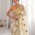 Off white cream georgette ethnic embellished festive wear matching blouse sarees