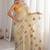 Off white cream georgette ethnic embellished festive wear matching blouse sarees