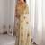 Off white cream georgette ethnic embellished festive wear matching blouse sarees