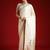 Cream cream solid zari woven design satin banarasi saree with matching blouse