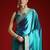 Turquoise zari satin banarasi saree