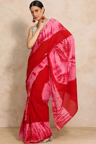 Red tie and dye  cotton saree