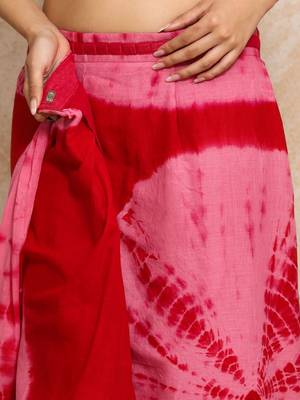 Red tie and dye  cotton saree 5