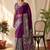 Purple ajrak block satin designer block print saree