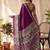 Purple ajrak block satin designer block print saree