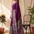 Purple ajrak block satin designer block print saree