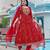 bandhani printed zari round neck a-line kurta with trousers & dupatta
