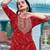 bandhani printed zari round neck a-line kurta with trousers & dupatta