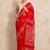 Red batik  cotton saree with blouse