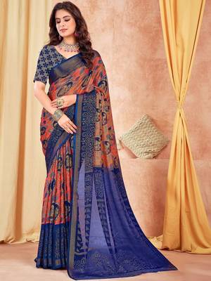 Multicolor ethnic motifs brasso saree 1
