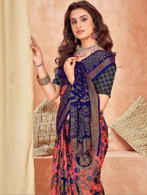 Multicolor ethnic motifs brasso saree 2