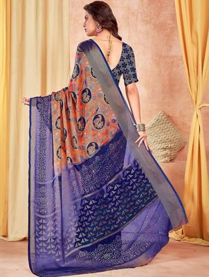 Multicolor ethnic motifs brasso saree 3