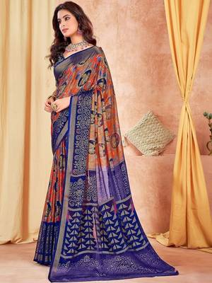 Multicolor ethnic motifs brasso saree 4