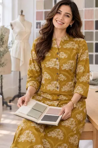 women floral printed regular  cotton kurta with palazzos