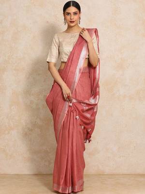 Rose woven design  cotton handloom saree 1