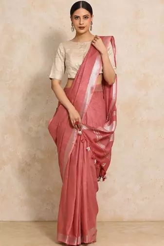 Rose woven design  cotton handloom saree