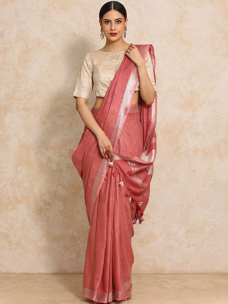 Rose woven design  cotton handloom saree