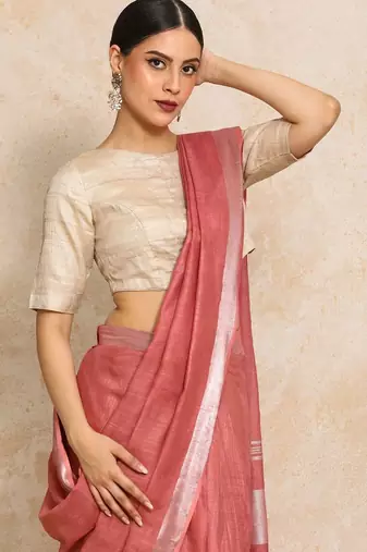 Rose woven design  cotton handloom saree