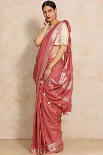 Rose woven design  cotton handloom saree