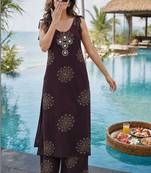 women ethnic motifs printed regular mirror work kurta with palazzos