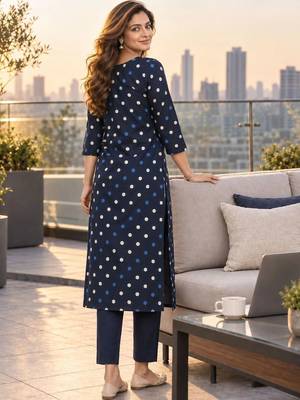 women ethnic printed regular  cotton kurta with trousers with dupatta 3