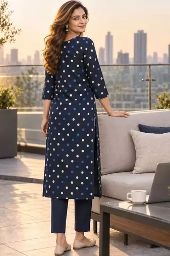 women ethnic printed regular  cotton kurta with trousers with dupatta