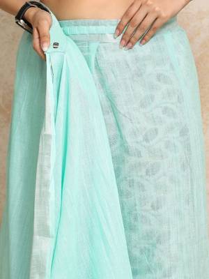 Sea green  cotton handloom saree 5