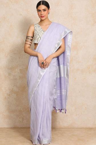 Lavender woven design  cotton handloom saree