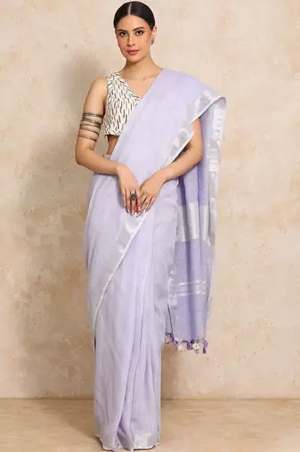 Lavender woven design  cotton handloom saree