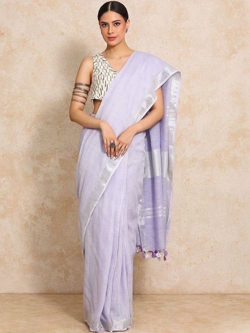 Lavender woven design  cotton handloom saree